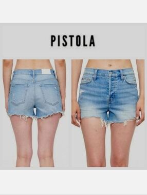 PISTOLA Blue High Rise Cut-off Denim Shorts Sz 28
